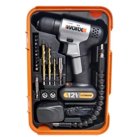 Parafusadeira Furadeira a Bateria 12V Mandril Aperto Rápido 10mm 3/8" + Acessórios WX104 Worx Menor preço em Parafusadeira Furadeira a Bateria 12V Mandril Aperto Rápido 10mm 3/8" + Acessórios WX104 Worx