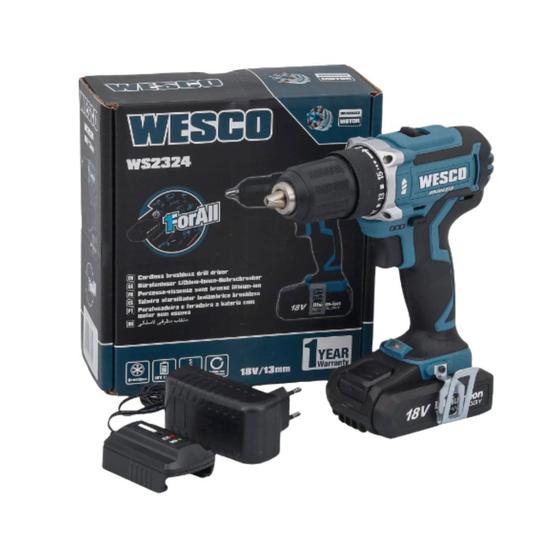 Imagem de Parafusadeira Furadeira a Bateria 18V Portátil Wesco Motor Brushless WS2324