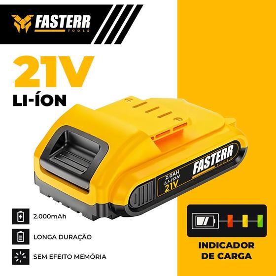 Parafusadeira Furadeira De Impacto Sem Fio 2 Baterias 21V 3/8 Com Maleta e 29 Acessorios FST009 - FASTERR