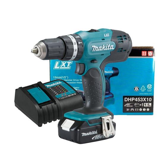 Parafusadeira Furadeira Impacto 18V Dhp453x10 Makita Dhp 453x10 Parafusadeira a Bateria Magazine Luiza