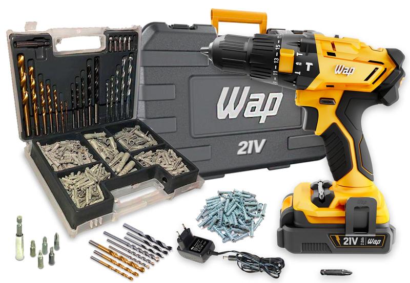 Parafusadeira Furadeira Impacto 21v K21 Wap + Kit 300 Peças Menor preço em Parafusadeira Furadeira Impacto 21v K21 Wap + Kit 300 Peças
