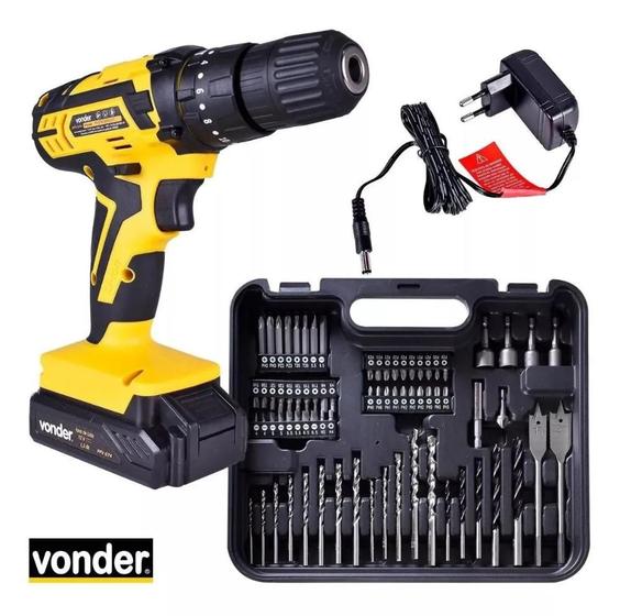 Parafusadeira Furadeira Vonder A Bateria 12v Pfv074 Impacto Com Kit De Acessórios E Maleta Menor preço em Parafusadeira Furadeira Vonder A Bateria 12v Pfv074 Impacto Com Kit De Acessórios E Maleta
