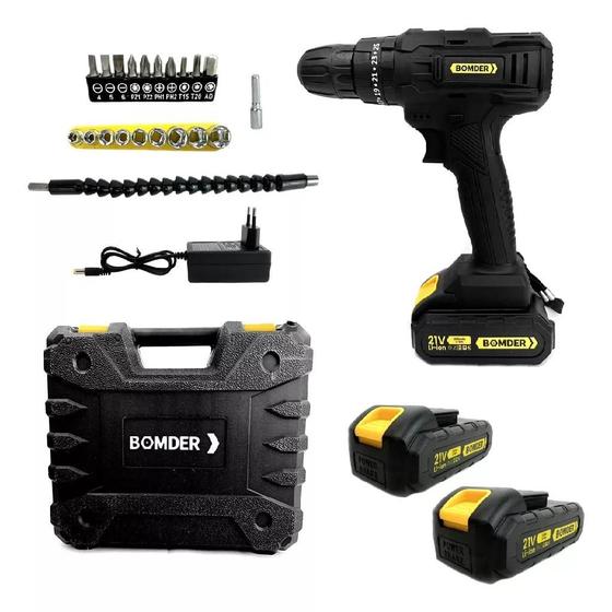 Imagem de Parafusadeira Portátil com 2 baterias 21V + Kit Maleta com Acessórios - Bivolt