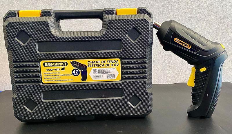 Imagem de Parafusadeira Recarregável Sem Fio 3.6v Bivolt Com Carregador 110v/220v Com 47 Pcs + Maleta