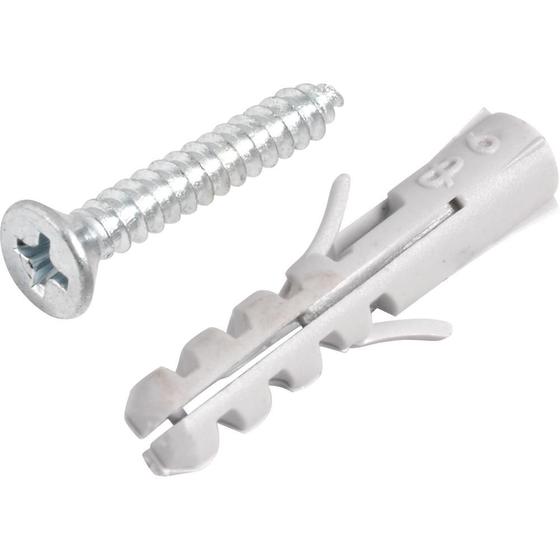 Imagem de Parafuso Autoatarraxante 3,9 mm x 25,0 mm Cabeça Chata Phillips com Bucha 6 mm com 10 peças Vonder