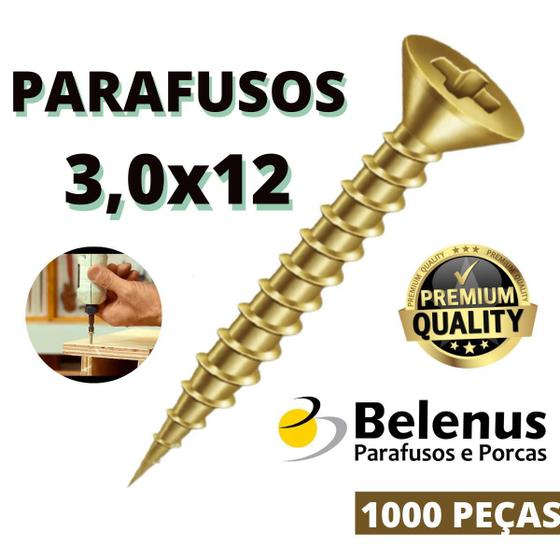 Imagem de Parafuso Chipboard Phillips 3,0X12 Caixa 1000 Pçs