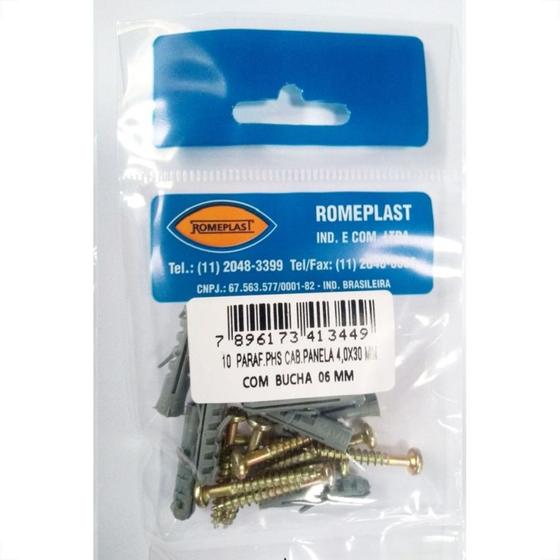 Imagem de Parafuso Jomarfix Romeplast Panela Com Bucha 06 10Pecas