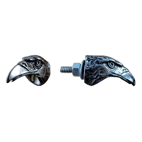Imagem de Parafuso Para Placa De Moto Par Águia Modelo Grande Metal Personalizada Banho Níquel Máxima Resistência Não Enferruja Estilo Motoqueiro Acessório Moto