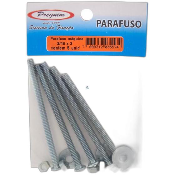 Parafuso Rosca Maquina Preguim Redonda 3/16 X 3-porca+arruela Cartela Com 05 Pecas 5574 Menor preço em Parafuso Rosca Maquina Preguim Redonda 3/16 X 3-porca+arruela Cartela Com 05 Pecas 5574