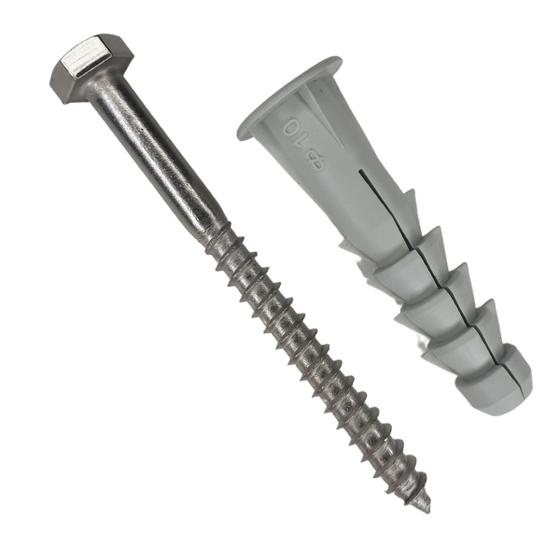 Imagem de Parafuso Sextavado de Aço Inox 1/4 X 70mm e Bucha com anel 50 Pçs