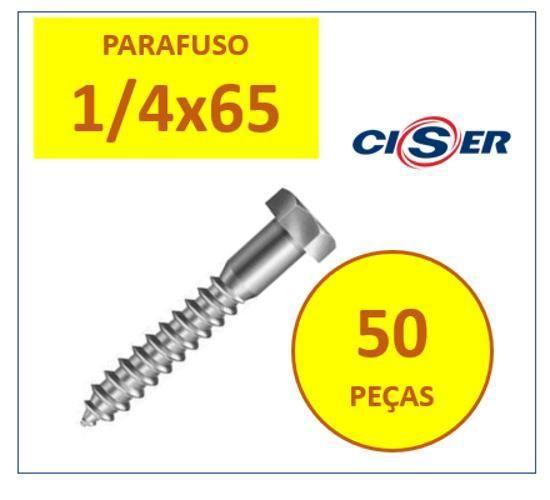 Imagem de Parafuso Sextavado Soberba 1/4X65 Zincado 50 Peças