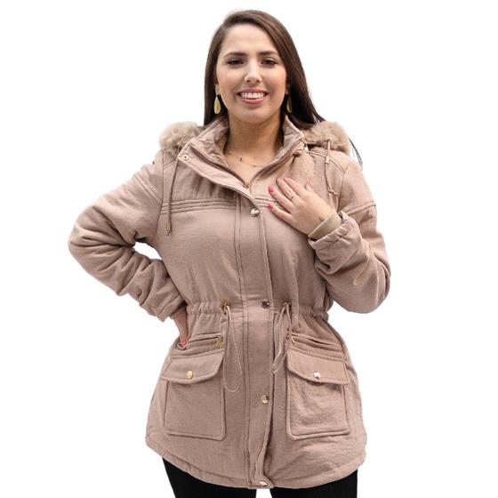Imagem de Parka Jaqueta Feminina Premium Peluciada com Capuz Removível