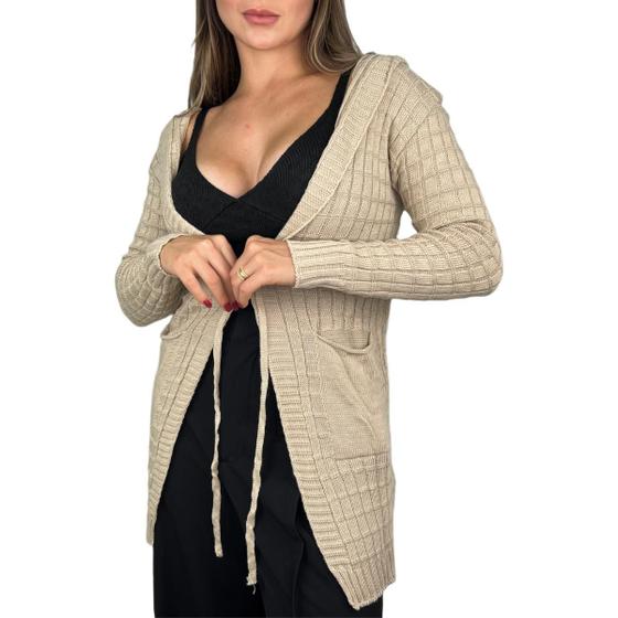 Imagem de Parka Tricot Capuz Com Bolso Inverno 2021 Insta Blogueira