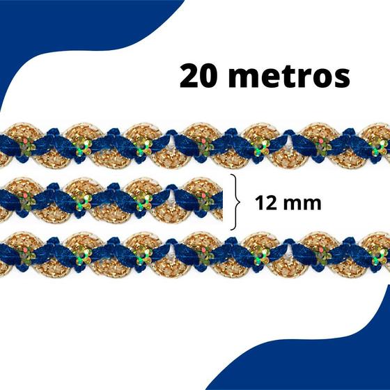 Imagem de Passamanaria Azul Marinho - Fita Galão - Rolo C/20 Metros - 49 Nybc
