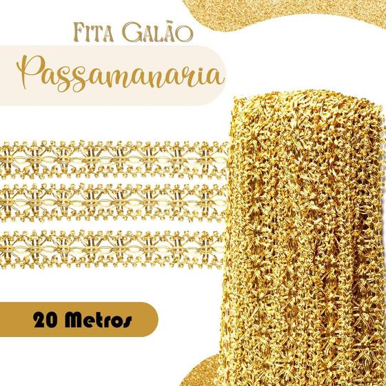 Imagem de Passamanaria Dourada - Fita Galão - Rolo C/20 Metros - 48 Nybc