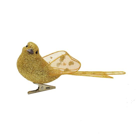 Imagem de Pássaro com Glitter Ouro - Jg C/3 Pc - Cromus: 1551582