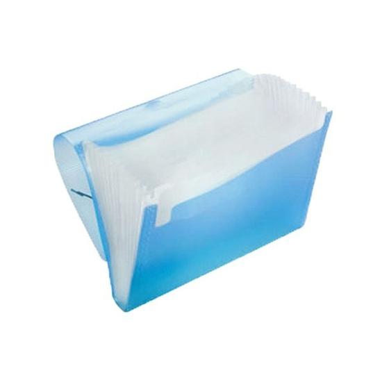 Imagem de Pasta 1/2 Ofício Azul com 12 Divisórias e Fechamento Elástico Reforçada Proteção de Documentos