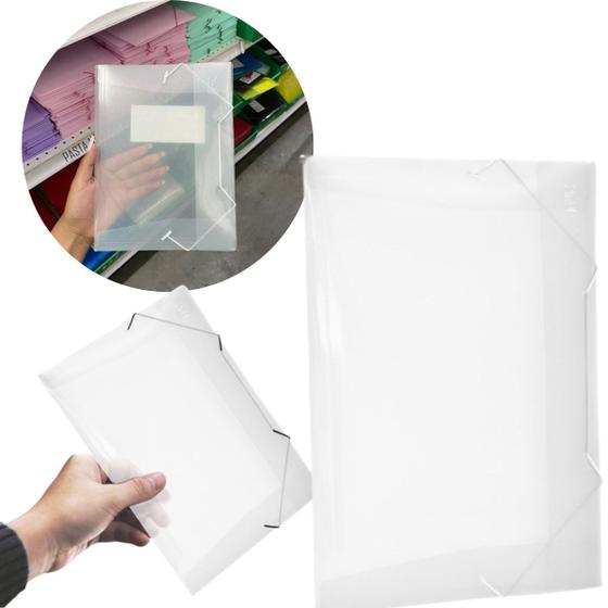 Imagem de Pasta Aba Com Elastico Documento Oficio A4 Escritorio Cores Transparente