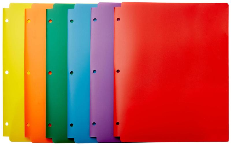 Imagem de Pasta Amazon Basics Plastic 3 Hole Punch 8,5x11", pacote com 6