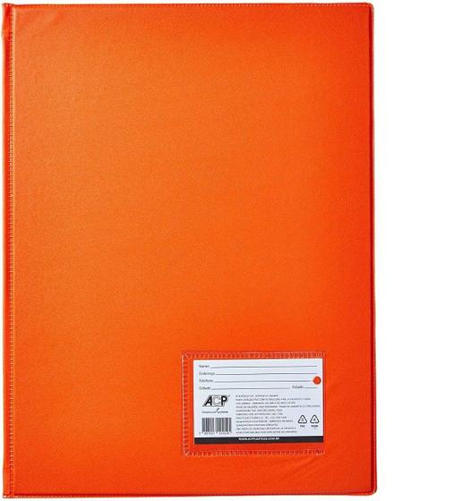 Imagem de Pasta Cátalogo Laranja A4 Com 20 Envelopes Plásticos Acp
