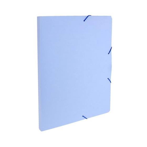 Pasta com Aba e Elástico 1/2 Ofício 2,5cm Linho Dello Azul Pastel