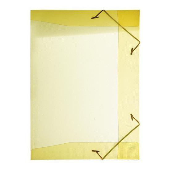 Pasta com aba elástico 1/2 ofício Line transparente amarela 0252