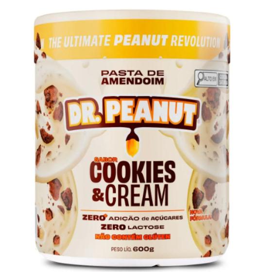 Pasta de Amendoim Sabor Cookies & Cream - Com Whey Protein 600g - Dr Peanut Menor preço em Pasta de Amendoim Sabor Cookies & Cream - Com Whey Protein 600g - Dr Peanut