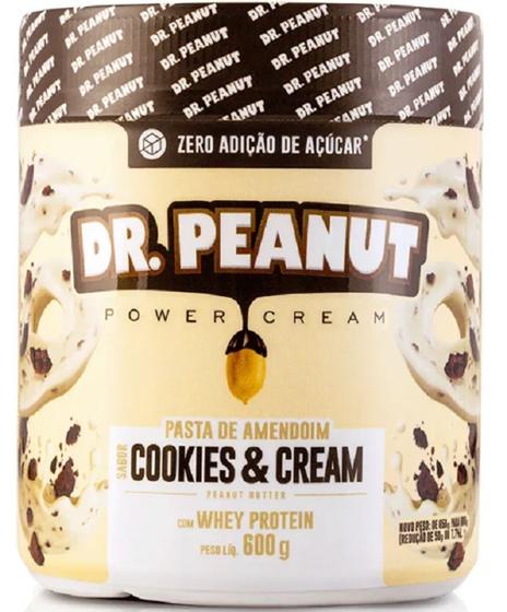 Imagem de Pasta de Amendoim Sabor Cookies & Cream com Whey Protein de 600g-Dr.Peanut-VENC-30/04/2024