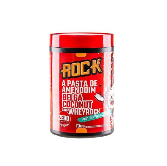 Imagem de Pasta de Amendoim Whey Rock (1kg) - Sabor: Belga Coconut c/ Whey Rock.