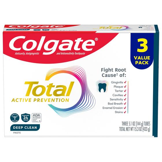 Imagem de Pasta de dente Colgate Total Active Prevention Deep Clean 150 mL, pacote com 3