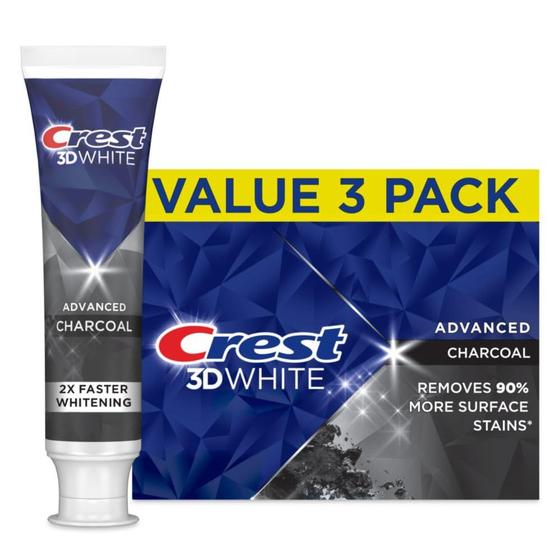 Imagem de Pasta de Dentes Crest 3D White Advanced Charcoal Whitening - Kit com 3 Unidades (100mL cada)