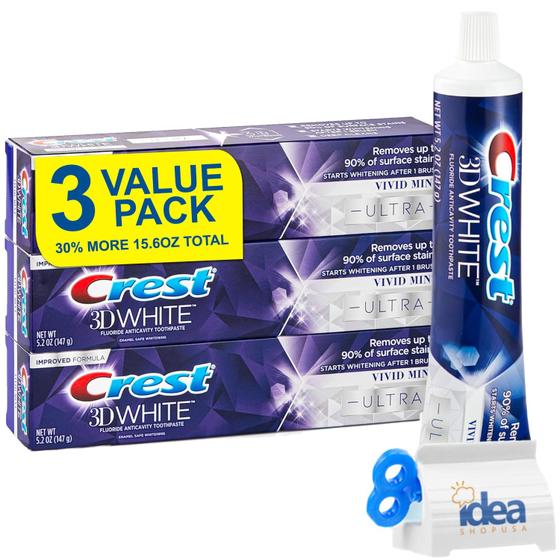 Imagem de Pasta de dentes Crest 3D White Ultra Whitening Vivid Mint 460mL x3