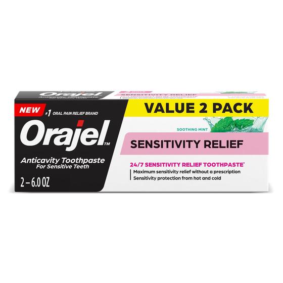 Imagem de Pasta de Dentes Orajel Sensitivity Relief - Menta Suave - 2 Unidades (180ml cada)