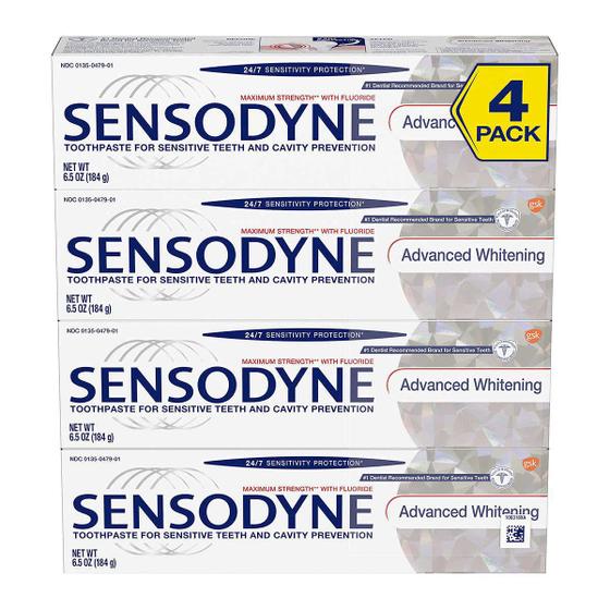 Imagem de Pasta de dentes Sensodyne Advanced Whitening 190 ml, pacote com 4