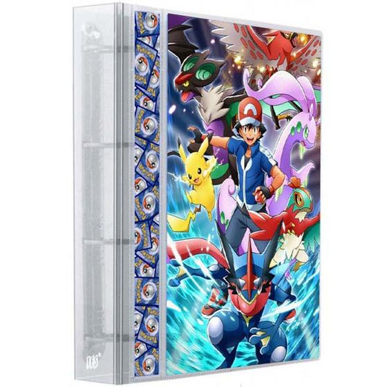 Imagem de Pasta Fichário Álbum Cristal Cartas Cards Pokémon Com 30 Folhas 9 Bolsos 4 Argolas
