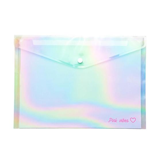 Imagem de Pasta Plástica Envelope - Leoarte - Pink Vibes Holográfica