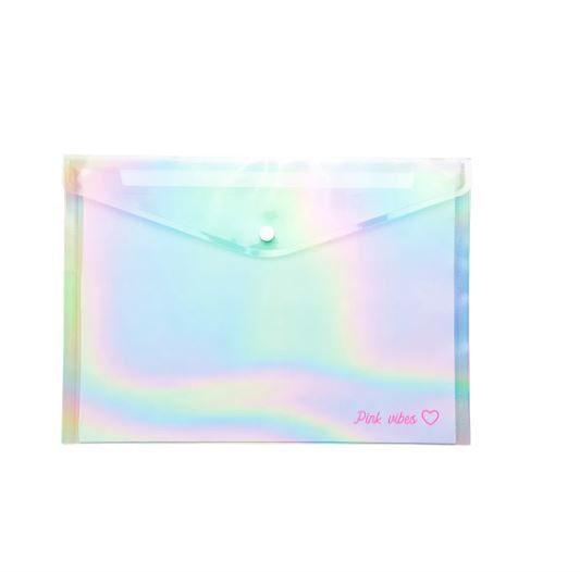 Imagem de Pasta Plástica Envelope Pink Vibes Holográfica LeoArte