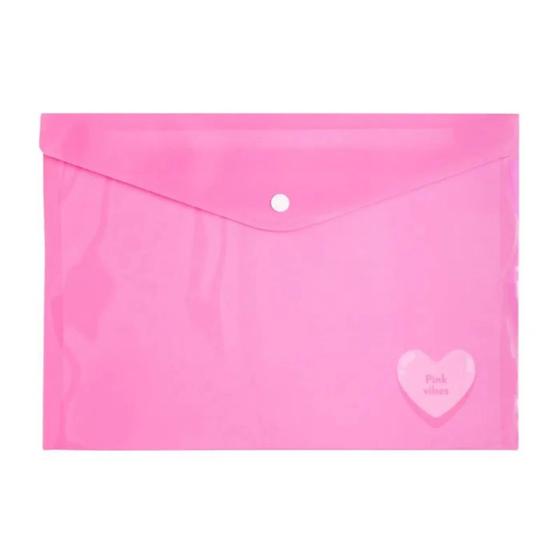 Imagem de Pasta Plástica Organizadora Envelope Coração A4 Pink Vibes Leoarte  Documentos  Escritorio  Escolar  Organização