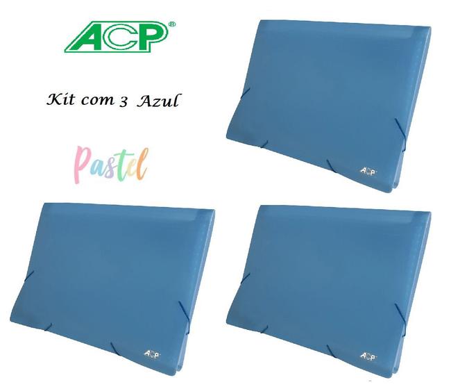 Imagem de Pasta Sanfonada A4 12 Div. Azul Pastel 1727 Kit Com 3 ACP