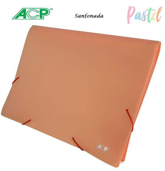 Imagem de Pasta Sanfonada A4 12 Divisórias Laranja Pastel 1727 ACP