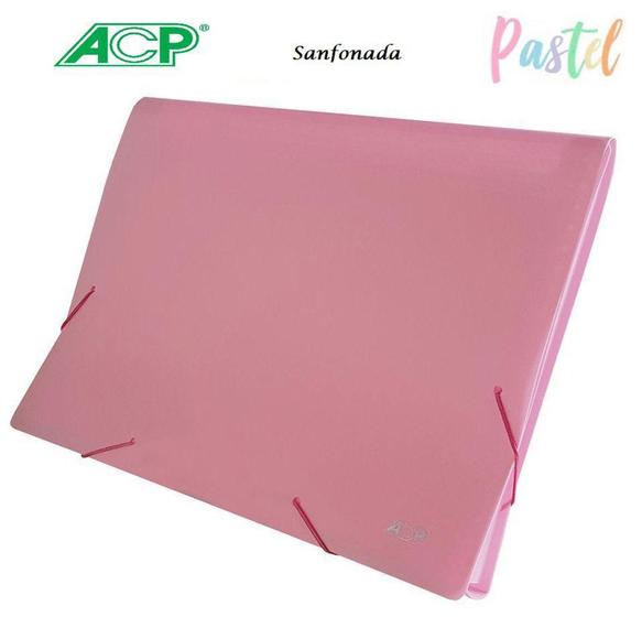 Imagem de Pasta Sanfonada A4 12 Divisórias Rosa Pastel 1727 ACP