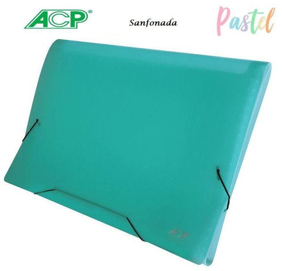 Imagem de Pasta Sanfonada A4 12 Divisórias Verde Pastel 1727 ACP