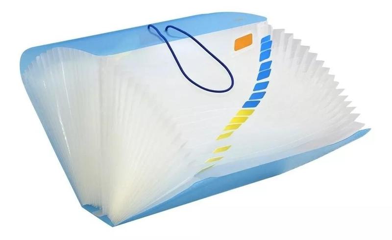 Imagem de Pasta Sanfonada Média Plástica Duplicata 31 Divisórias 19x24cm ACP e Polibras Para Guardar e Organizar Documentos e Papéis Dobrados ou Metade A4