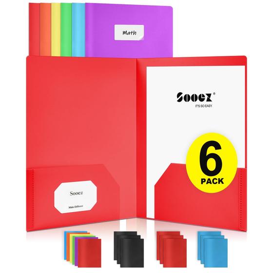 Imagem de Pasta Sooez com 6 Bolsos - Plástico Resistente - Tamanho Carta