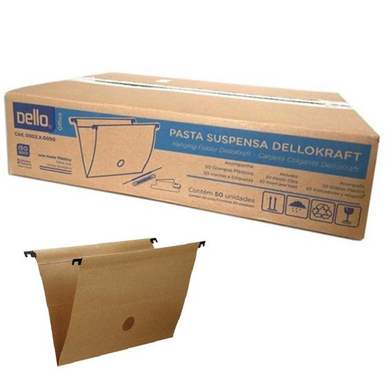 Pasta Suspensa Kraft Haste Plástica Dello Caixa C/ 50 Un Menor preço em Pasta Suspensa Kraft Haste Plástica Dello Caixa C/ 50 Un