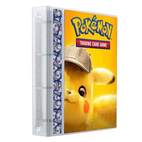 Imagem de Pastas Fichário Álbum Cartas Cards Pokémon Detetive Pikachu com 10 Folhas 9 Bolsos 4 Argolas