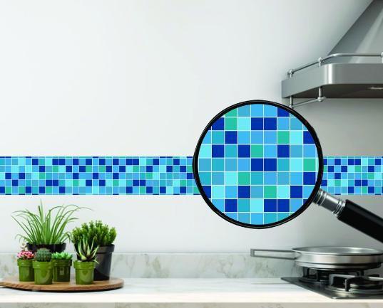 Imagem de Pastilha Adesiva Azulejo em faixas para cozinha e banheiro Vários Modelos. 4 METROS