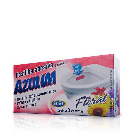 Imagem de Pastilha Adesiva Sanitária Azulim Floral C/3