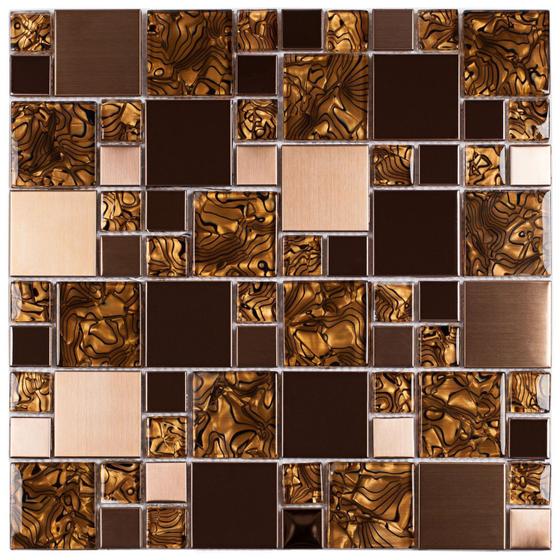 Imagem de Pastilha de Aço Inox Metal Glass Mosaic Espelhado/Escovado