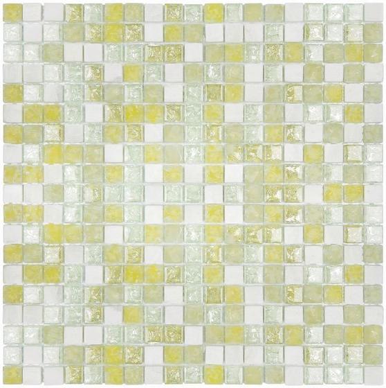 Imagem de Pastilha de vidro com pedra (craquelado) GS303 - GLASS STONE AMARELO 31x31cm